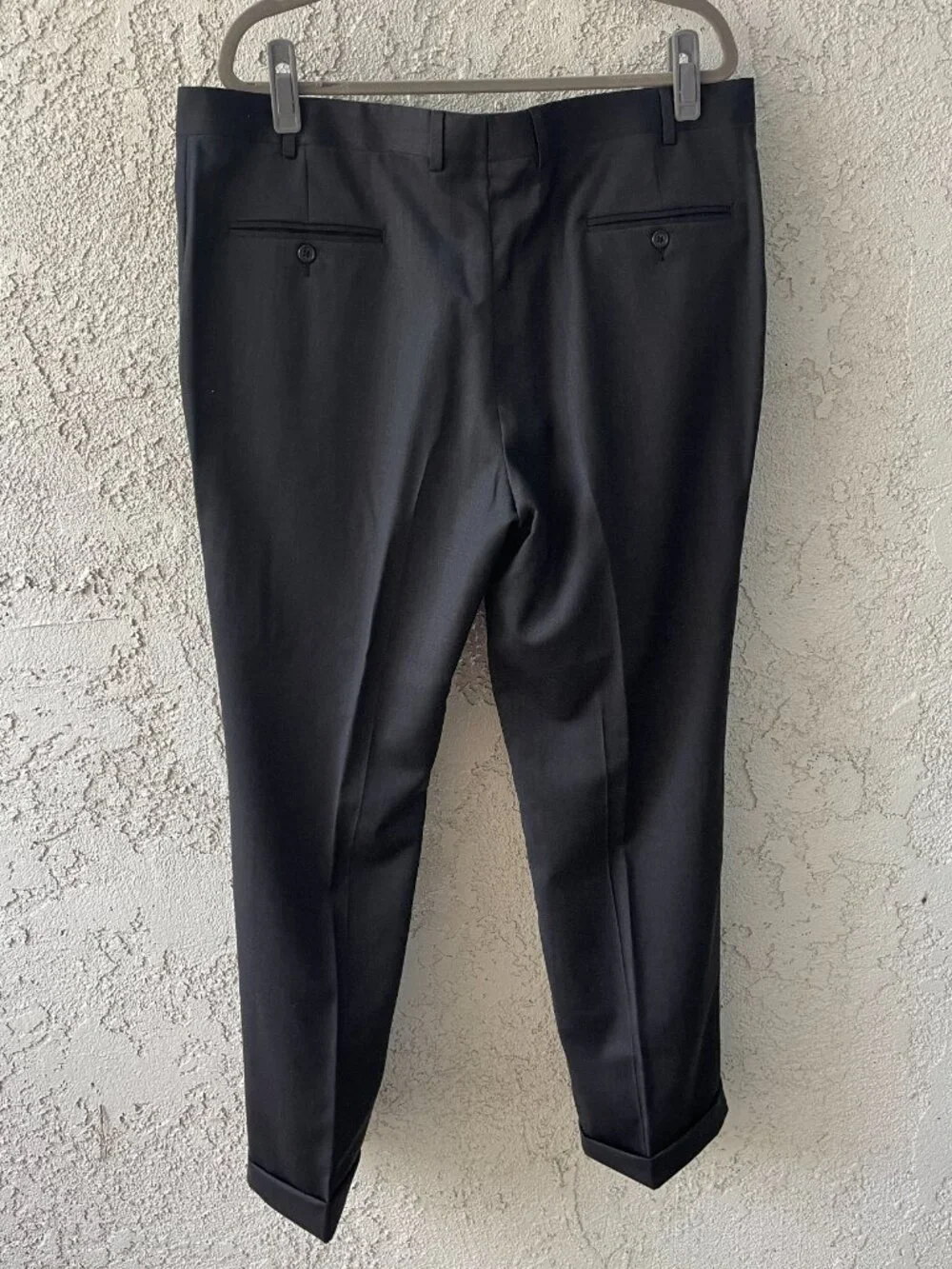 Valentino Wool Dress Pants Mens 39 Black Pleated Cuffed Suit Trousers Vintage